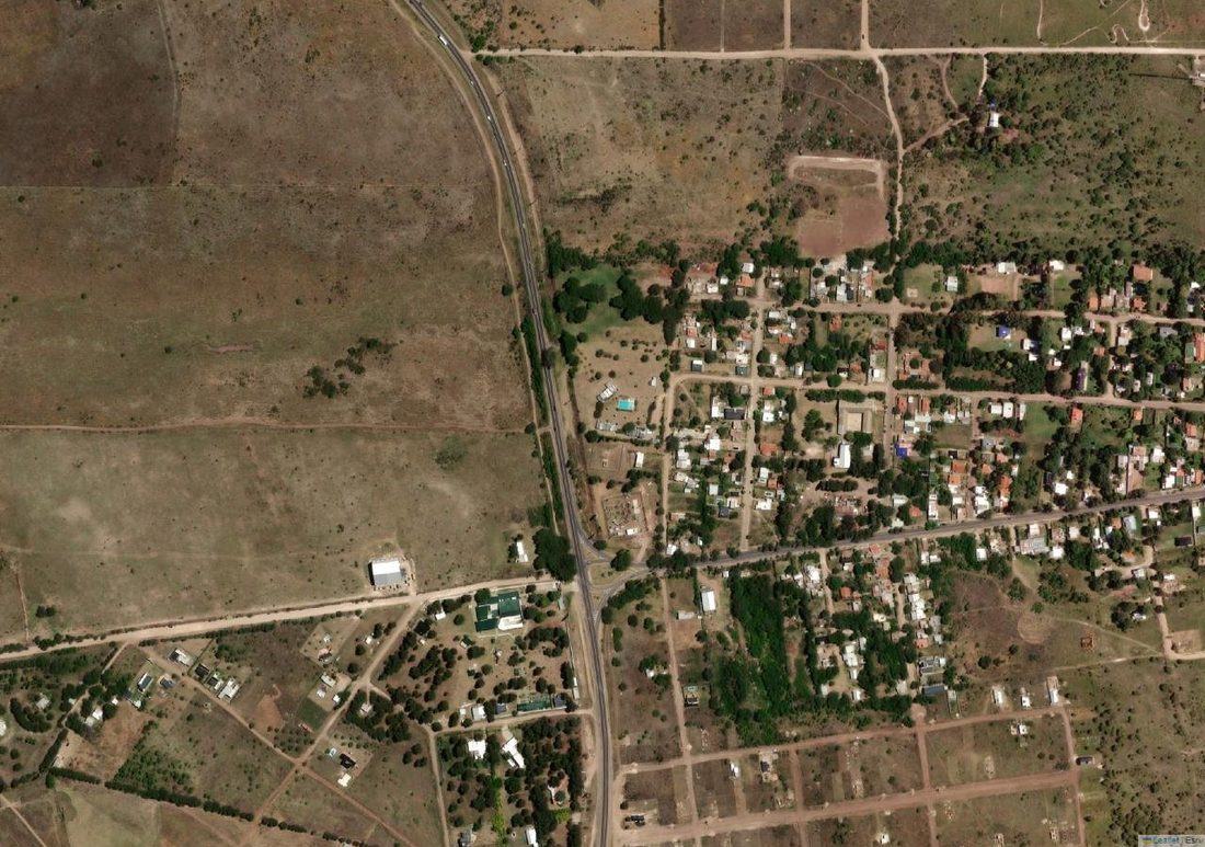 Mapa satelital con la ubicación de Acceso Viejo en La Cumbre